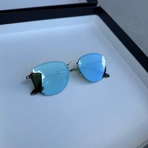 Ray-Ban Blaze Hexagonal Silver Green Mirror Sunglasses RB3579N 003/30